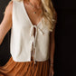 Tie Front Knit Vest- Beige