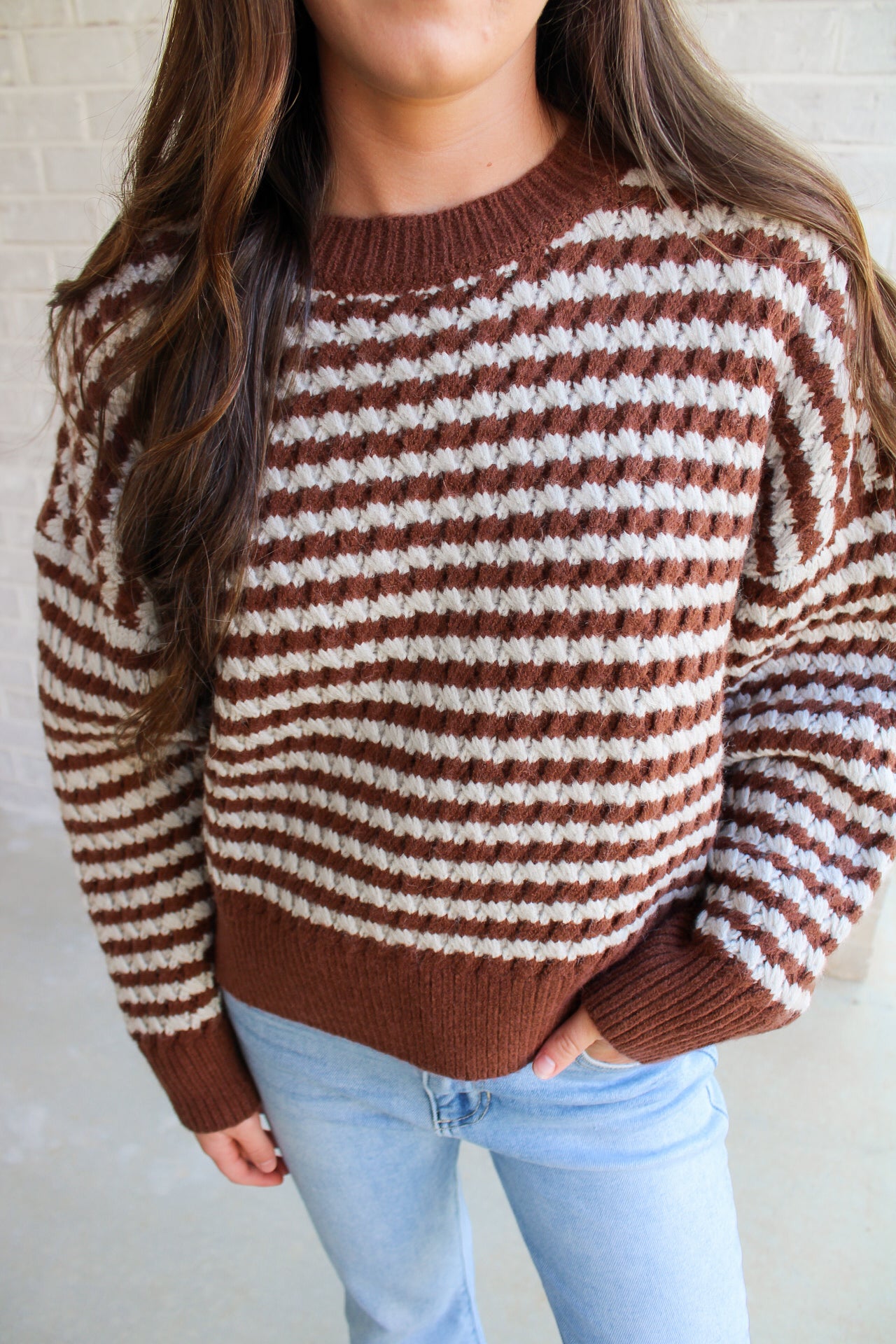 Ally Sweater- Blue/Brown