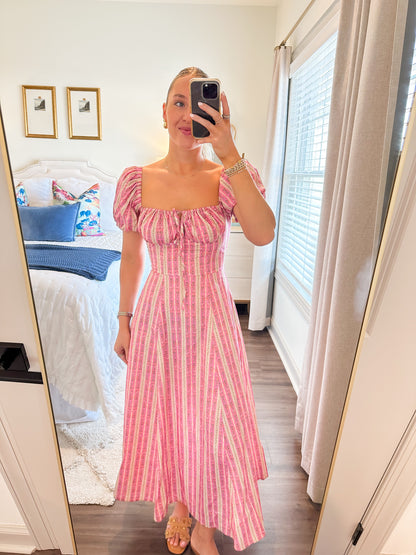 Indie Midi Dress- Pink