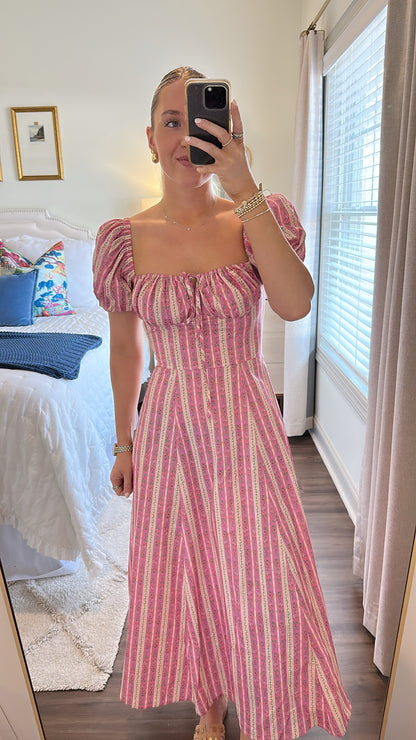 Indie Midi Dress- Pink