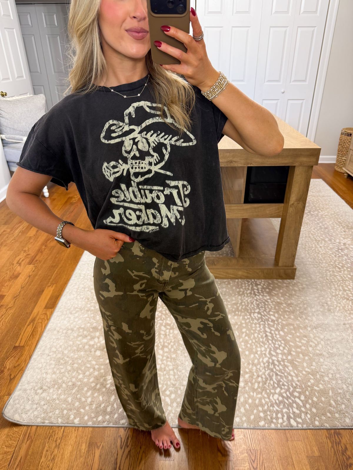 Trouble Maker Baby Doll Acid wash T-shirt