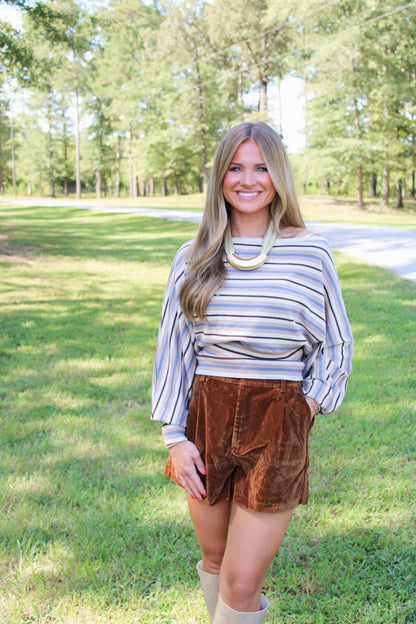 Elodie Velvet Shorts- Brown
