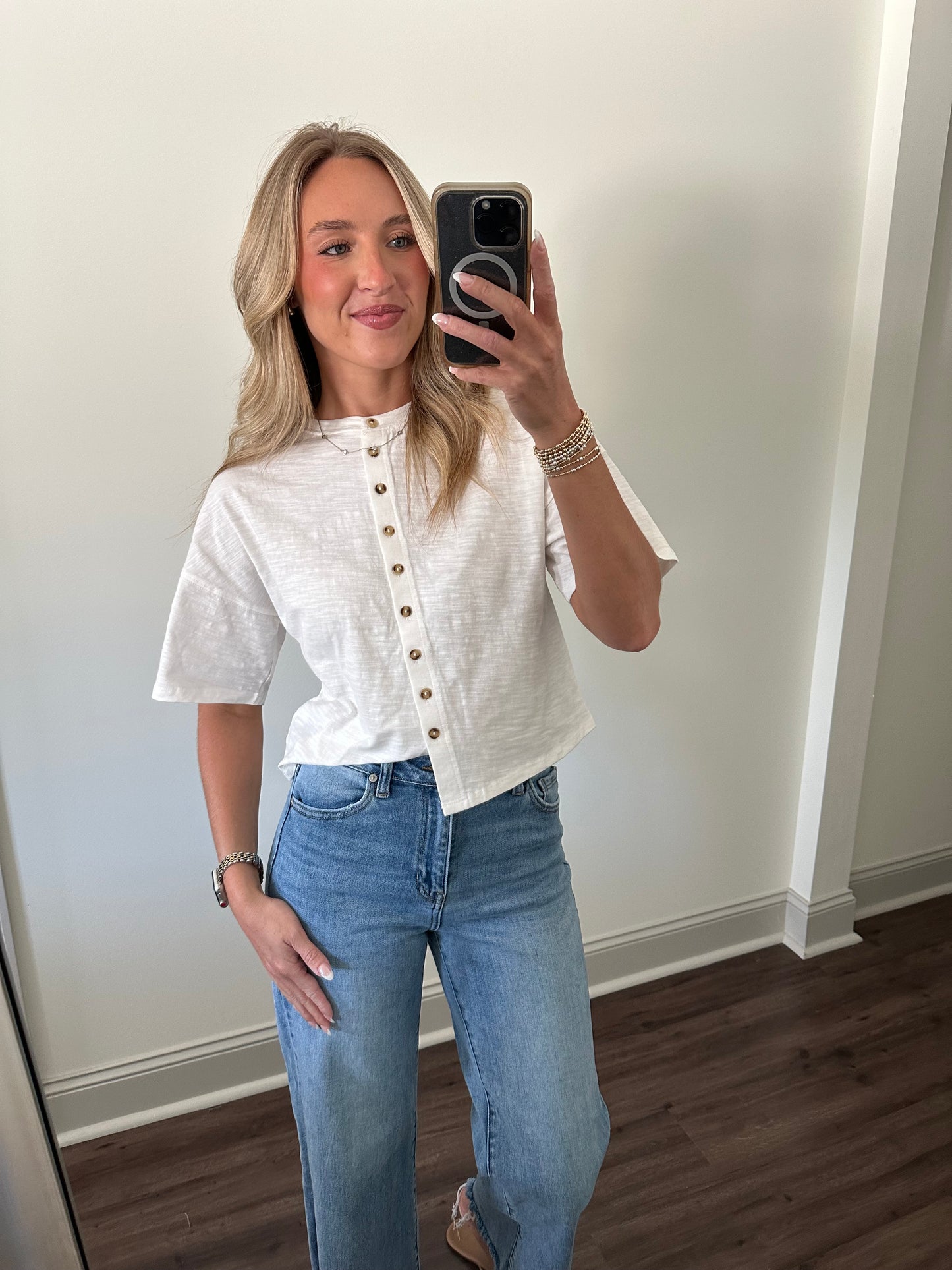 Ellen Button Top- White