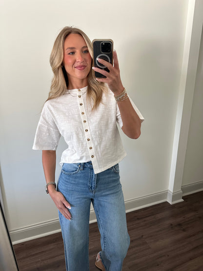 Ellen Button Top- White