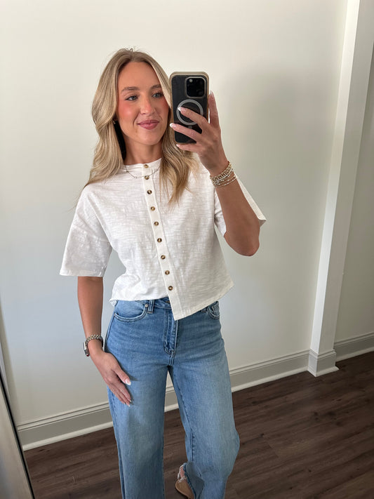 Ellen Button Top- White