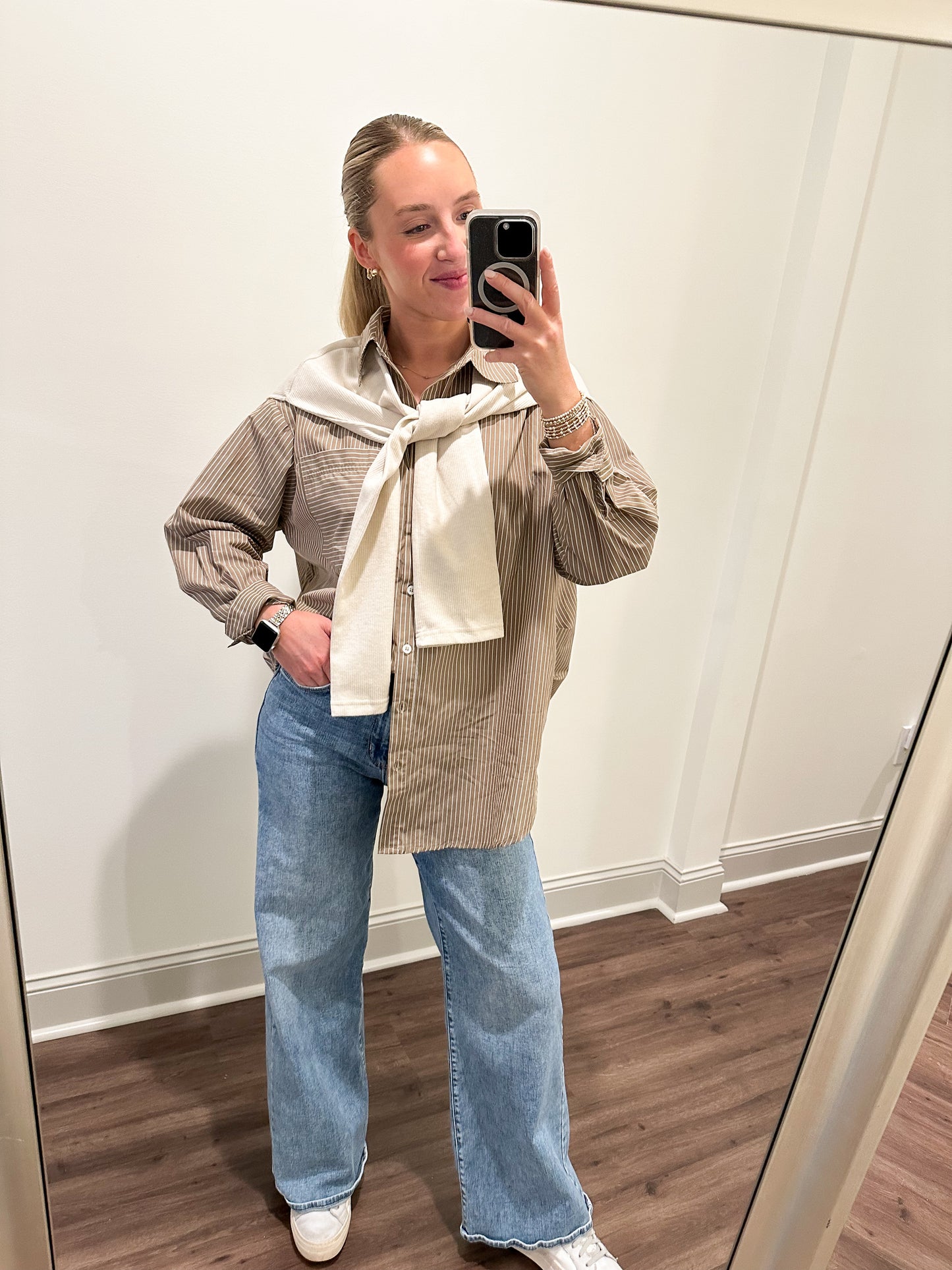 Maylen Stripe Top- Brown