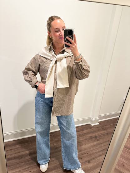 Maylen Stripe Top- Brown