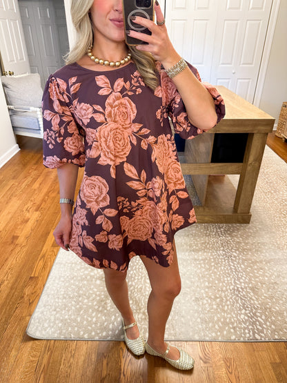 The Francesca Mini Dress- Wine/Pink