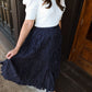 Crinkled Maxi Skirt- Navy