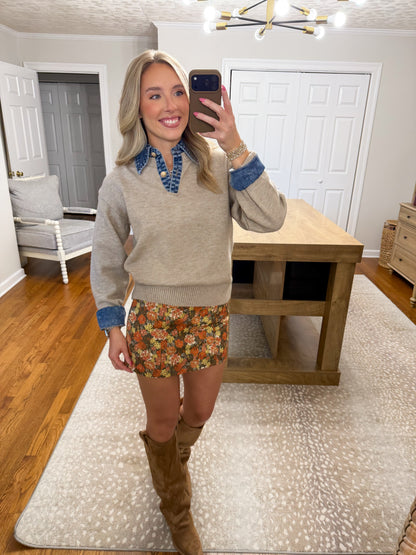 Sofia Collared Sweater- Khaki