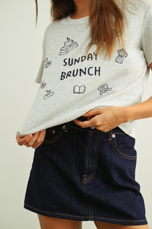 Sunday Brunch Tee- Grey