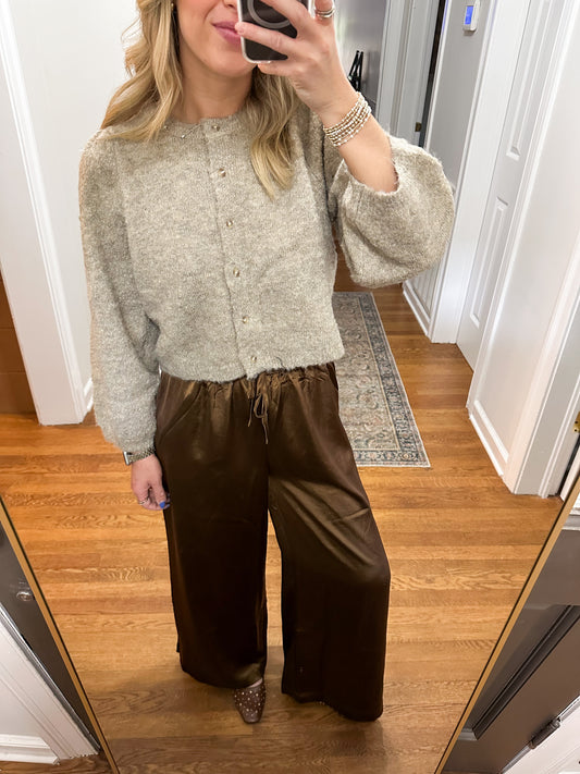 Vivi Satin Pants- Chocolate