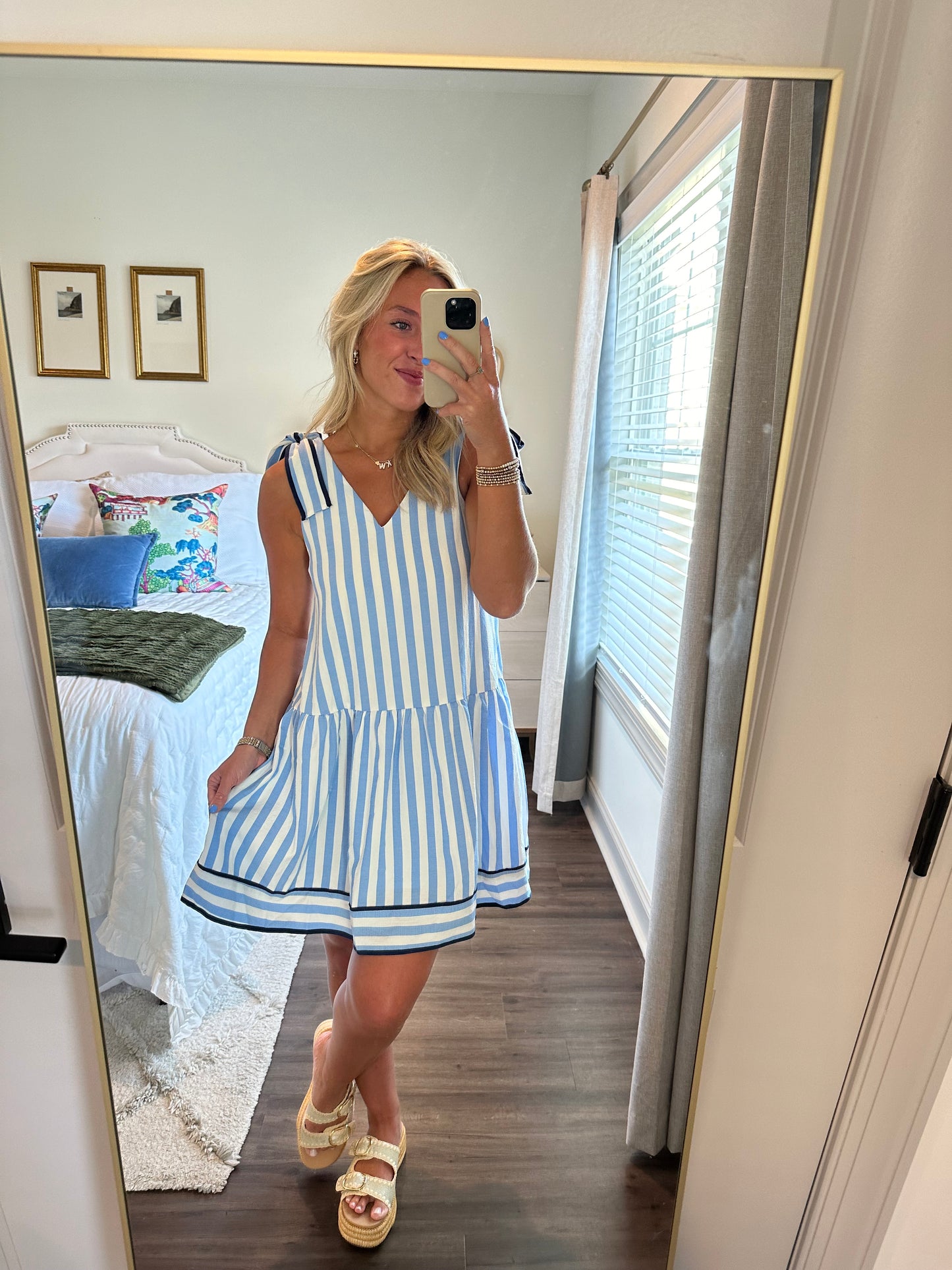 Aidan Stripe Dress- Blue