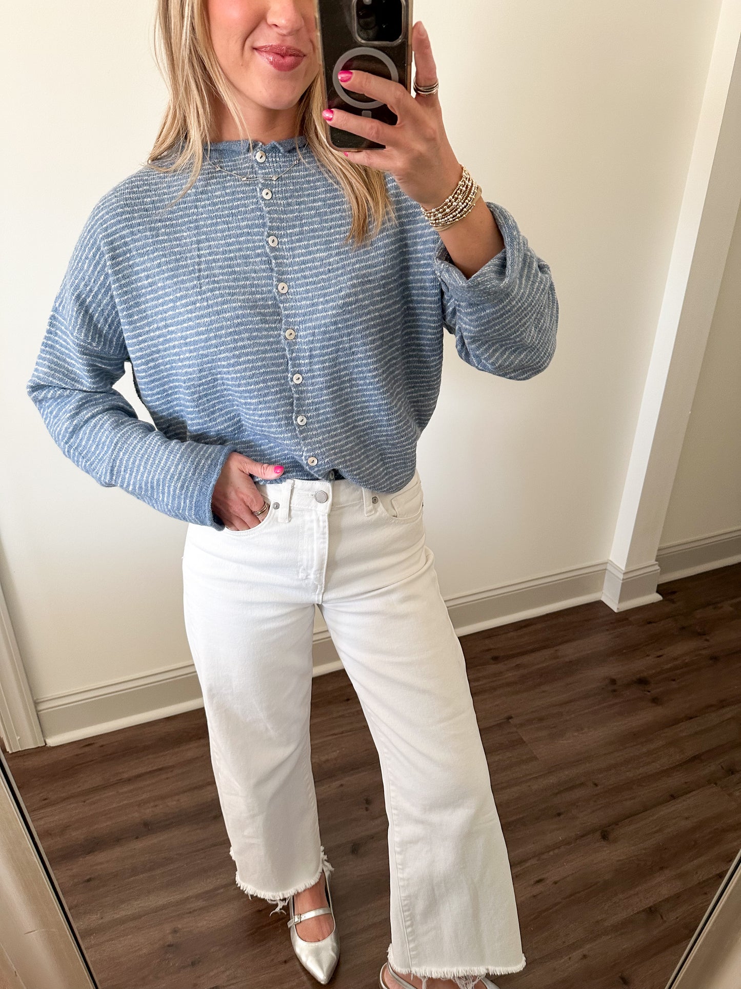 Piper Mini Stripe- Dusty Blue