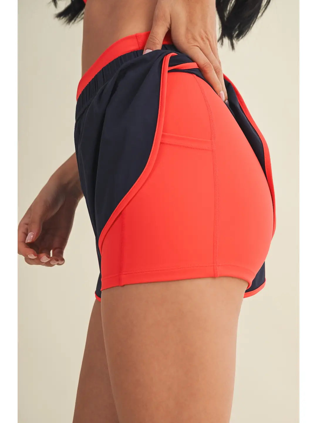 Double Layer Nylon Shorts- Navy