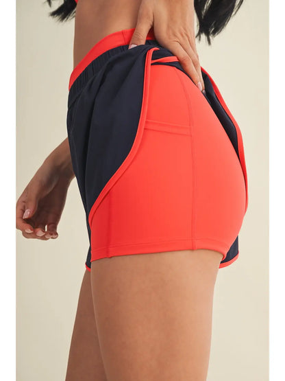Double Layer Nylon Shorts- Navy