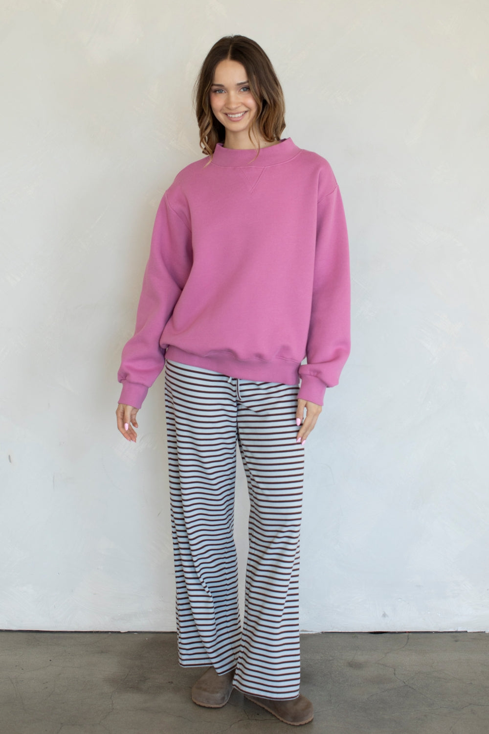 Kiera Mockneck Sweatshirt- Rose