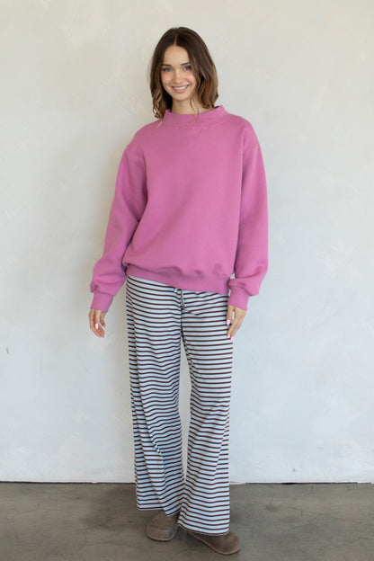 Kiera Mockneck Sweatshirt- Rose