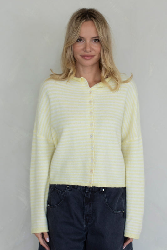 Piper Mini Stripe Cardigan- Butter