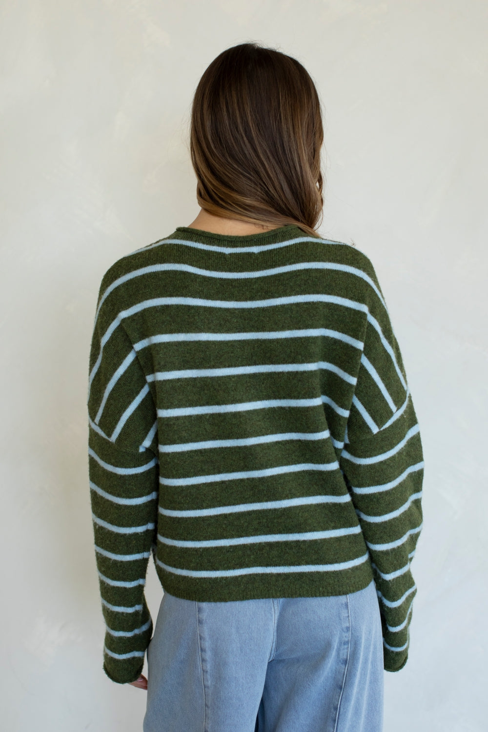 Piper Cardigan Cabana Striped- Olive/Blue