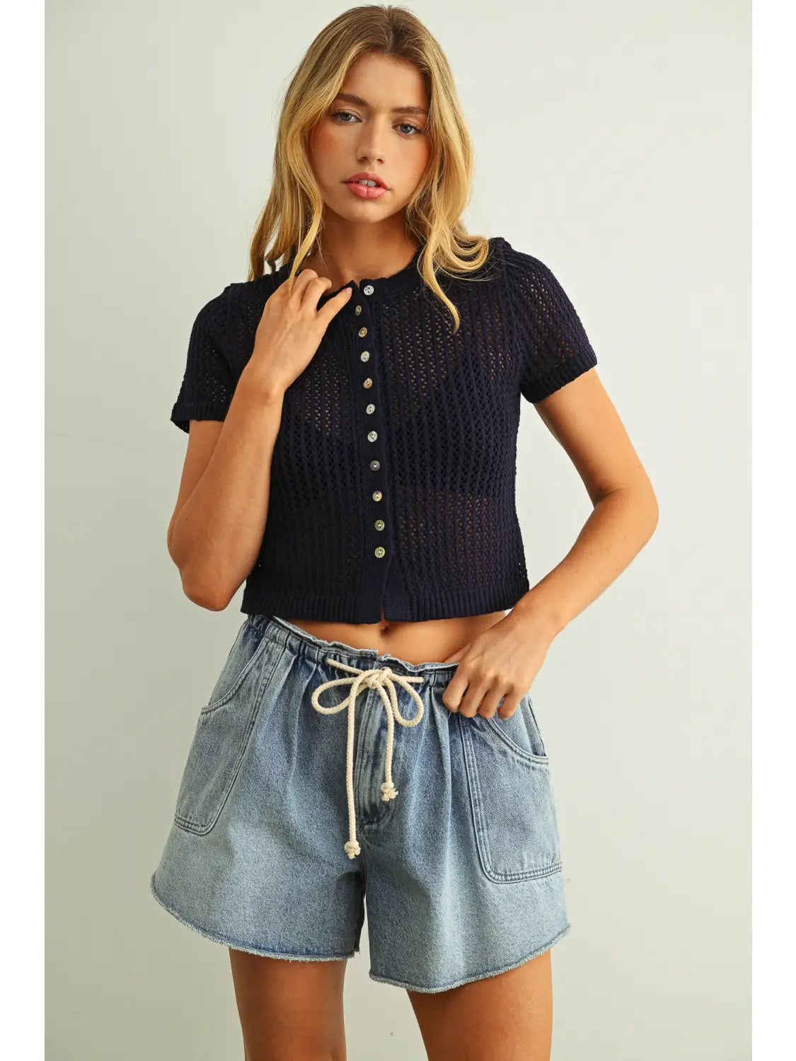 Stella Knit Top- Navy