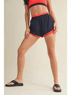 Double Layer Nylon Shorts- Navy