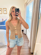 Alexa Crochet Tank- Sand
