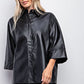 Leather Button Up- Black