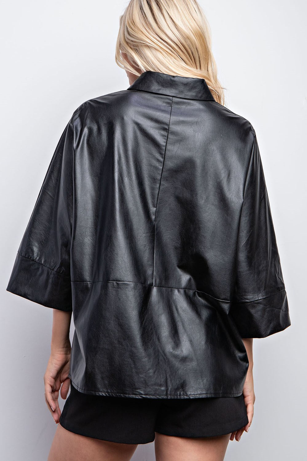 Leather Button Up- Black