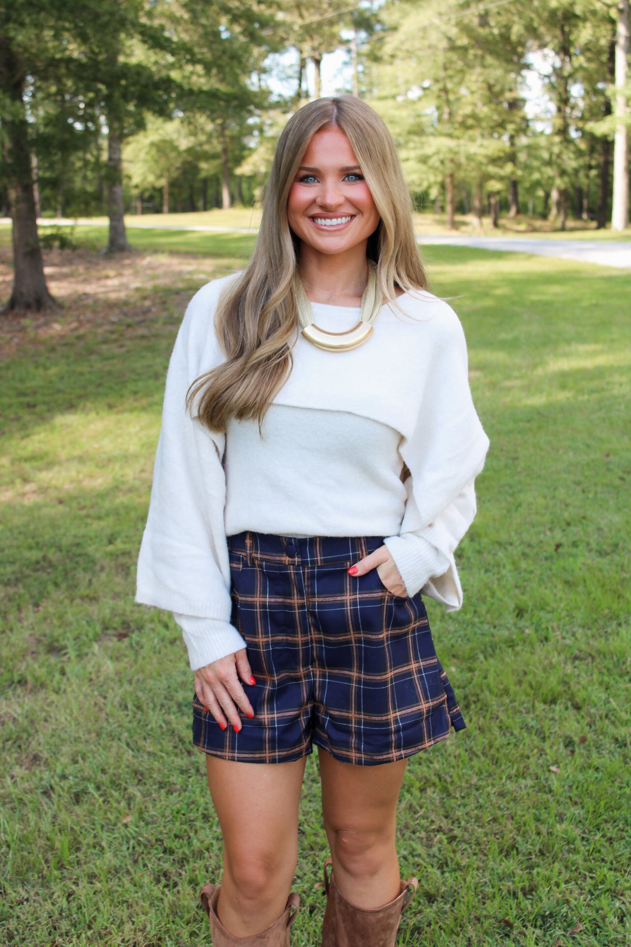 Rowan Plaid Shorts- Navy