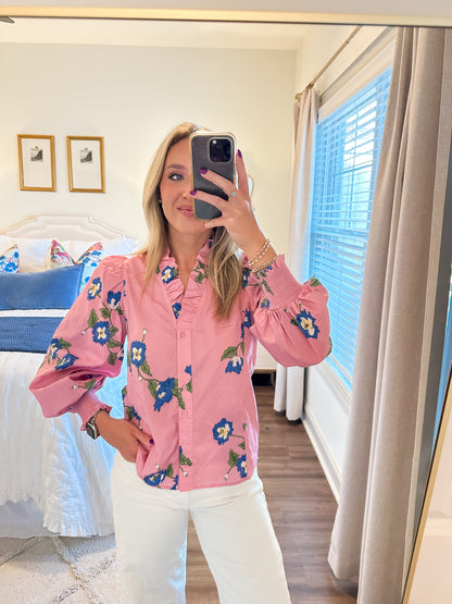 Rosie Floral Top- Pink