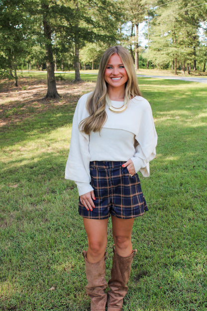 Rowan Plaid Shorts- Navy