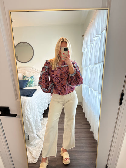 Chelsea Top- Mauve/Brown