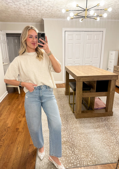 Boxy Sweater Top- Cream