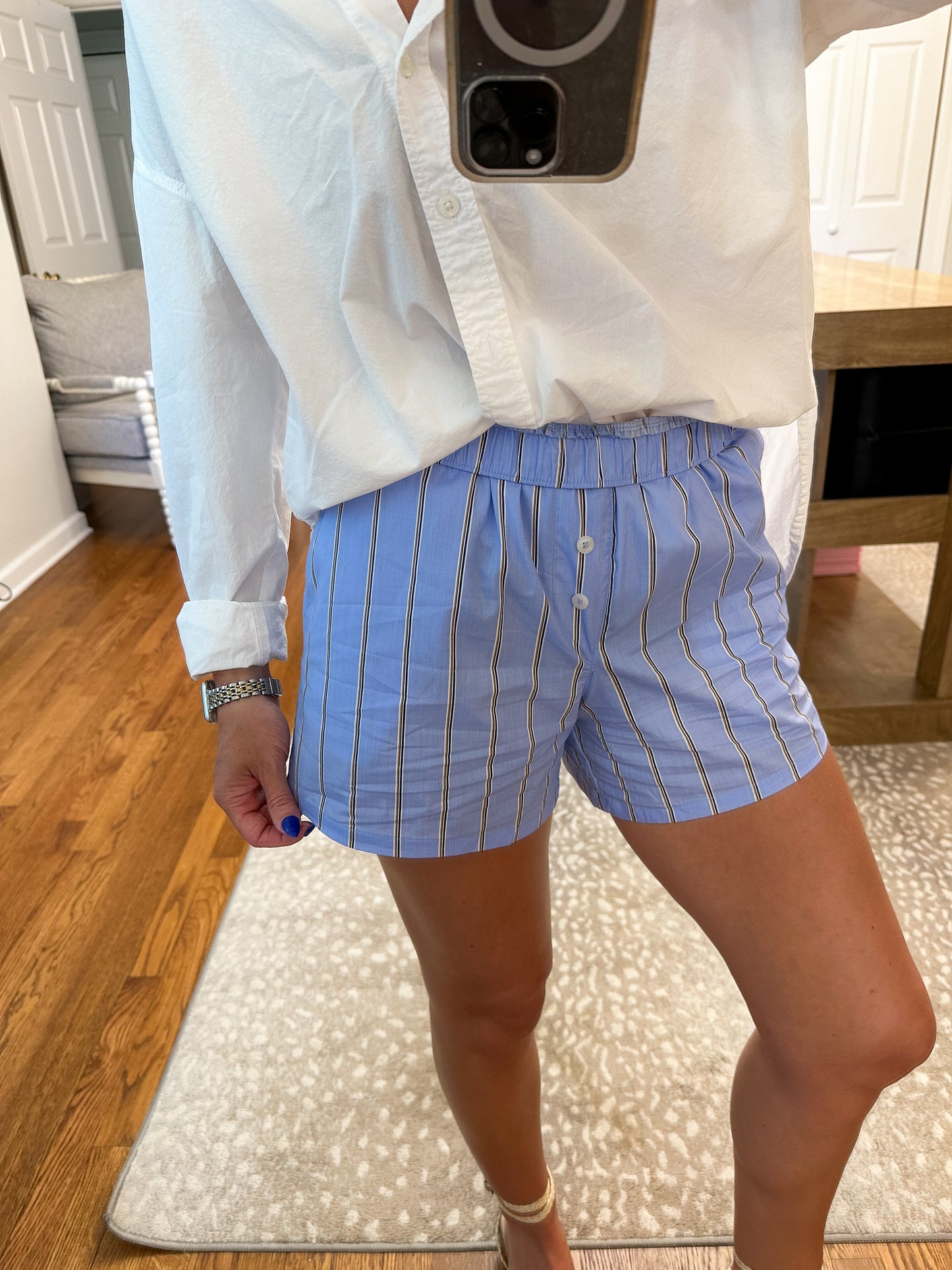 Stripe Boxer Shorts- Light Blue