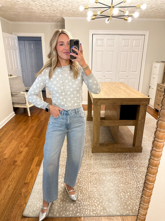 Callie Polka Dot Cropped Cardigan