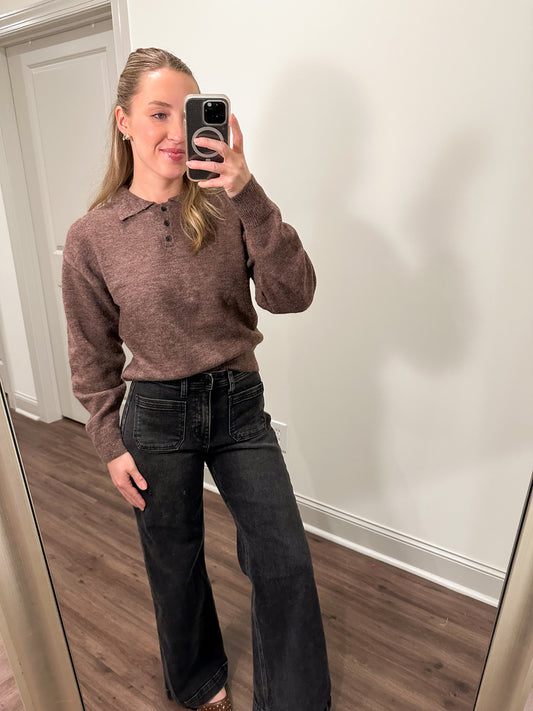 Gina Knit Polo- Chocolate