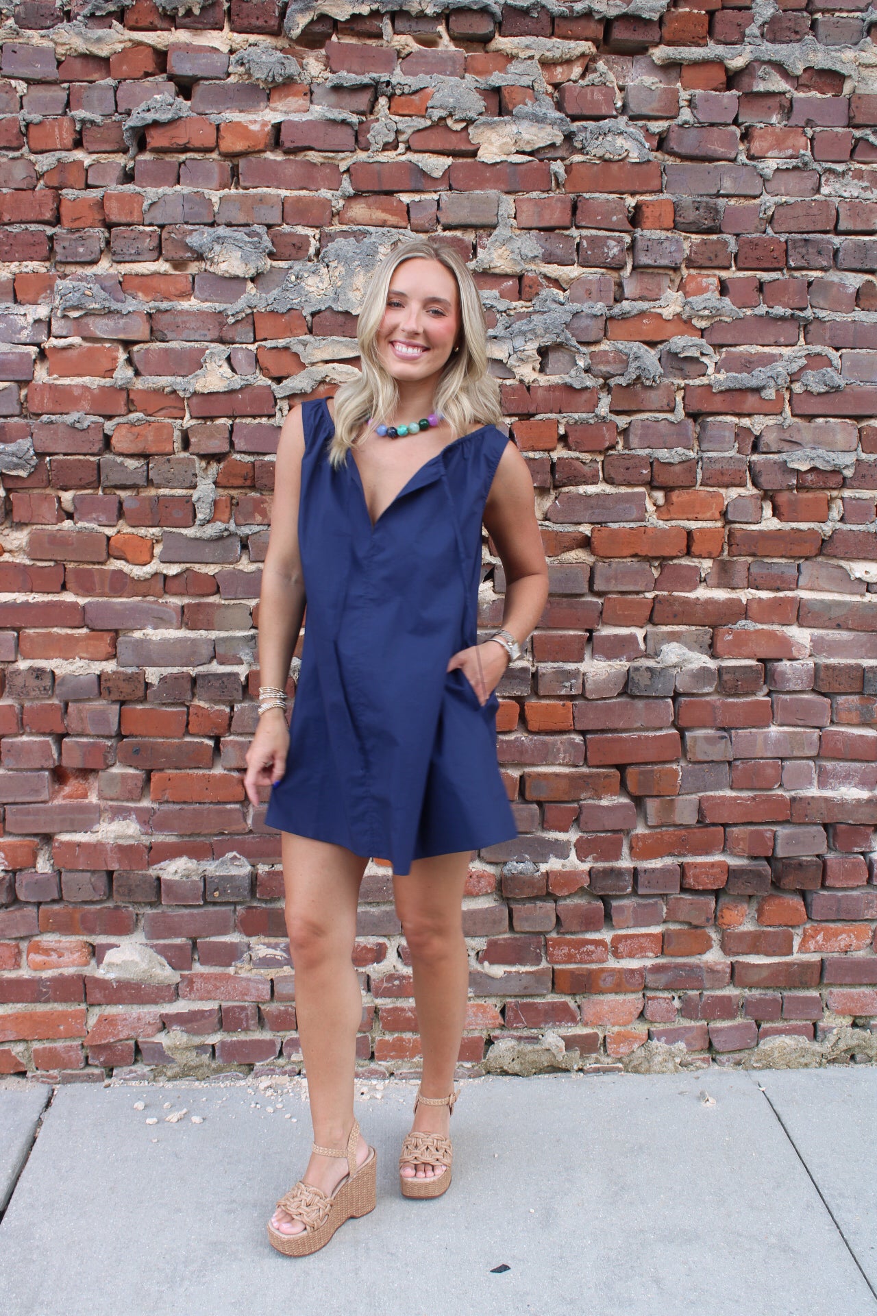 Elena Mini Dress- Navy