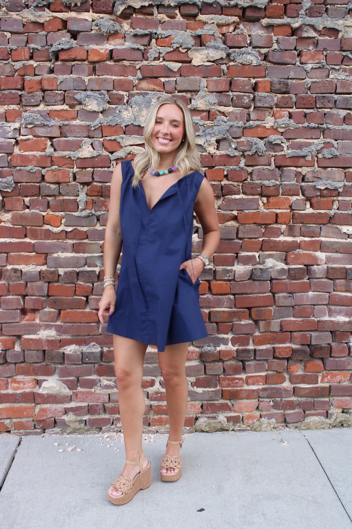 Elena Mini Dress- Navy