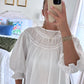 Lace Trim Mixed Blouse