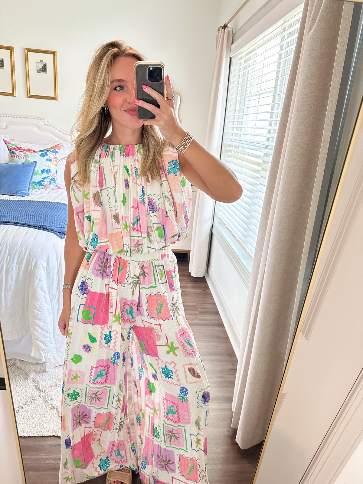 Marina Palm Set- White/Pink