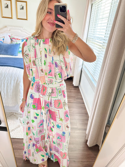 Marina Palm Set- White/Pink