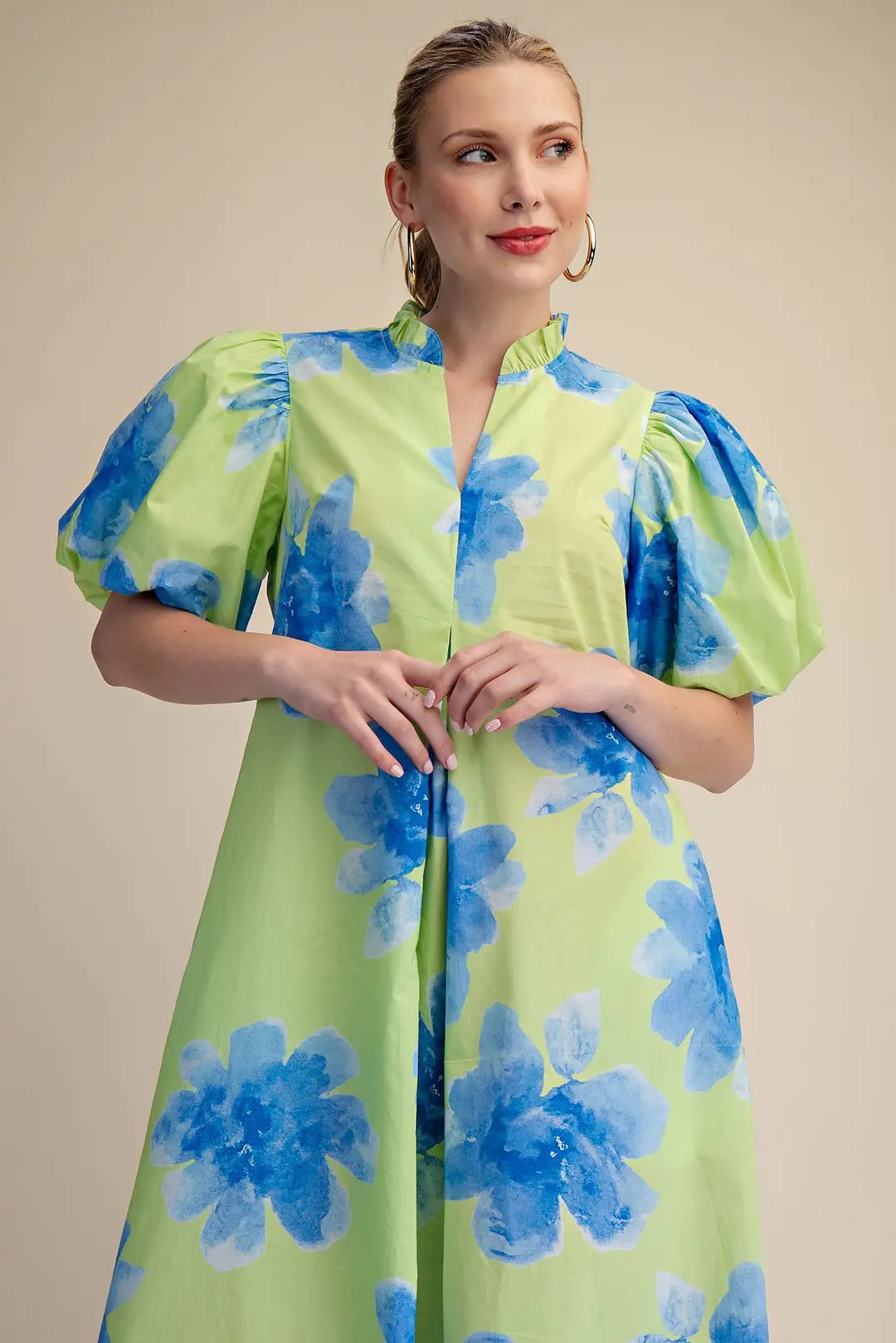 Lime Floral Midi Dress