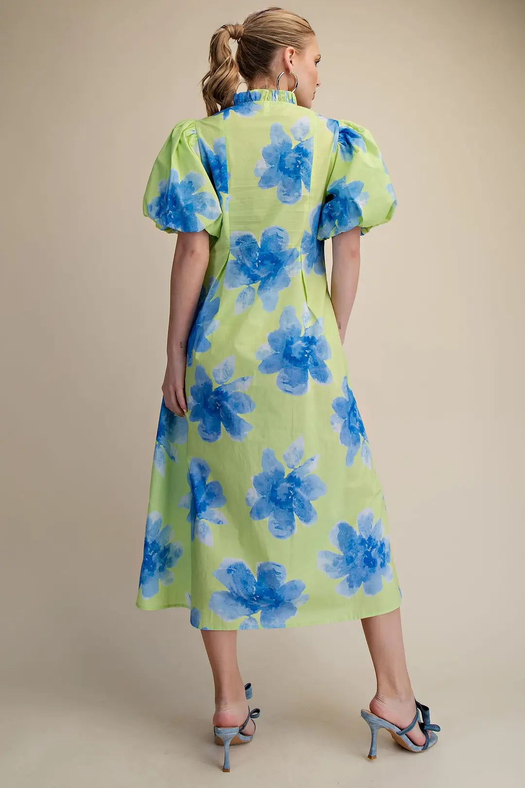 Lime Floral Midi Dress