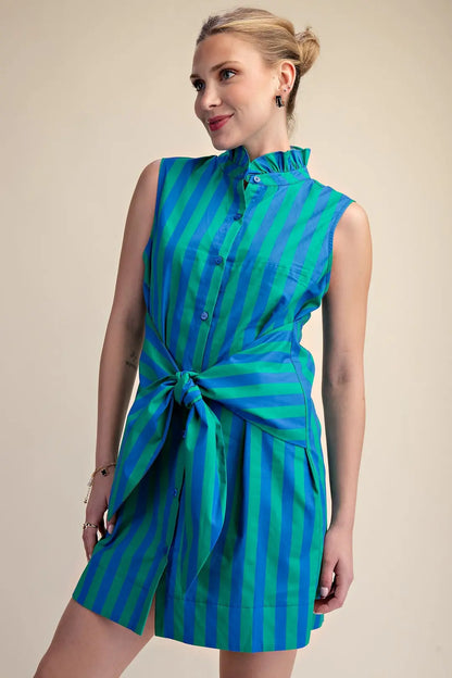Junie Mini Dress- Green/Blue