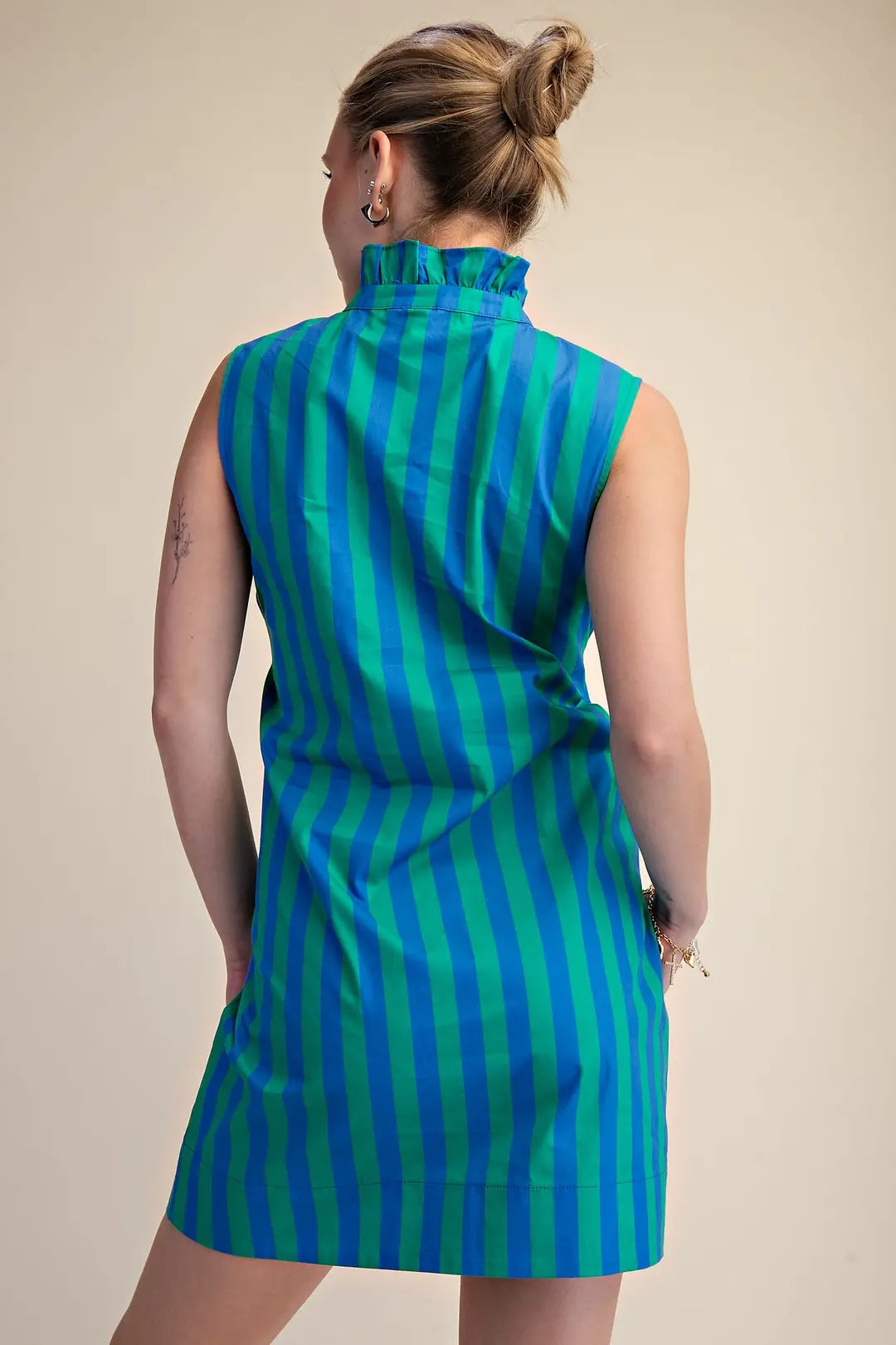 Junie Mini Dress- Green/Blue