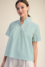 Bethany Stripe Top- Green/Blue