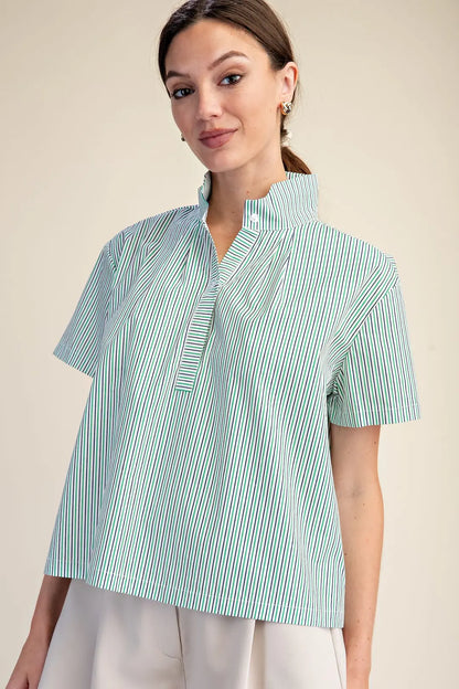 Bethany Stripe Top- Green/Blue