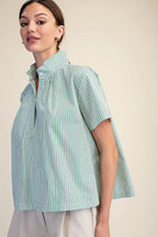 Bethany Stripe Top- Green/Blue