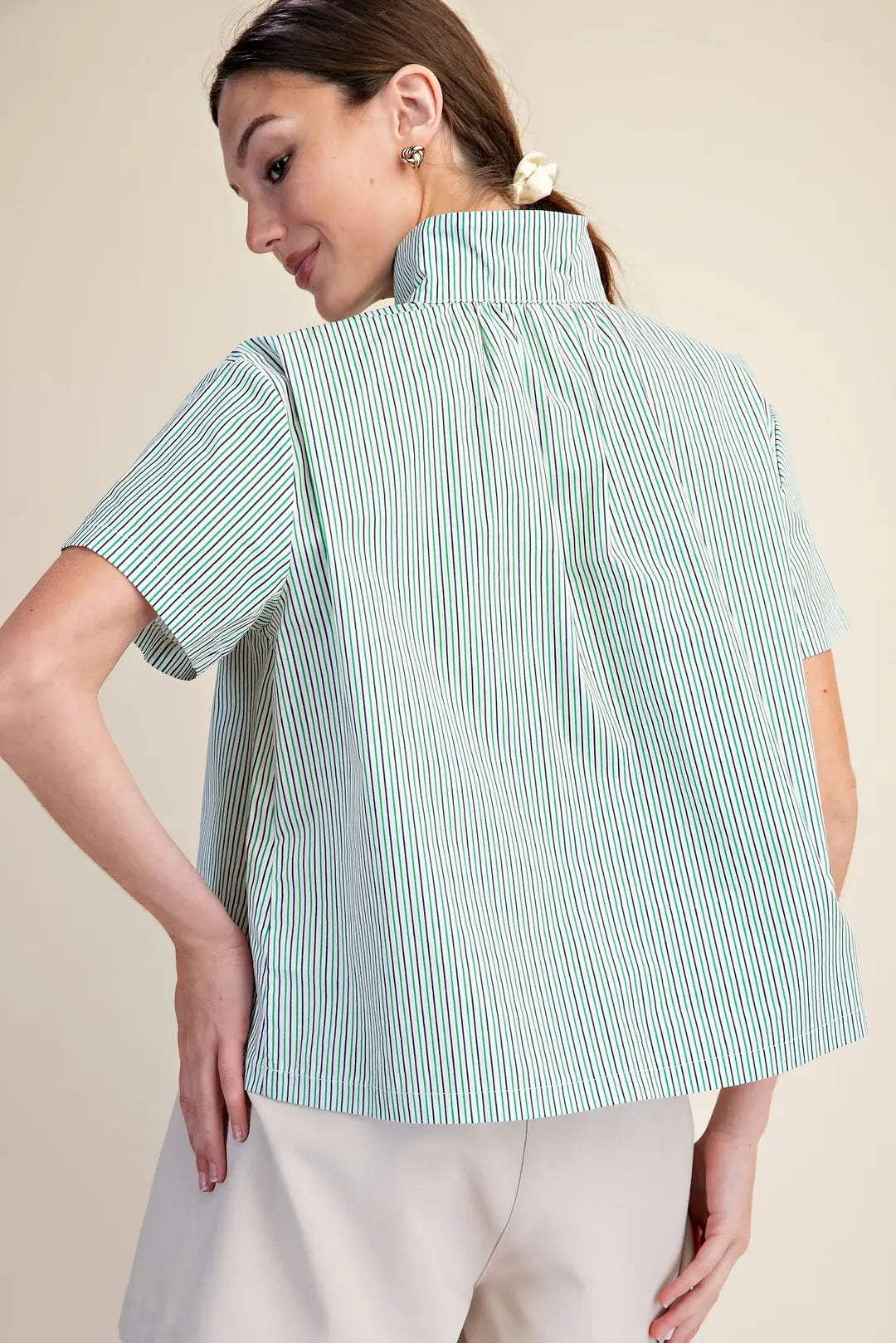 Bethany Stripe Top- Green/Blue